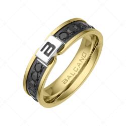 BALCANO - Constantin / Nemesacél gyűrű fekete cirkónia drágakővekkel 18K arany bevonattal / 70 mm