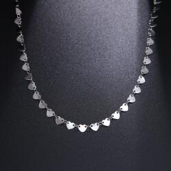 Elegance Nemesacél nyaklánc szív alakú szemekkel ezüst fazonban 5 mm széles 50 cm (6101 ezüst)