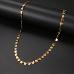 Elegance nemesacél nyaklánc szív alakú szemekkel arany fazonban 5 mm széles 50 cm (6101 arany)