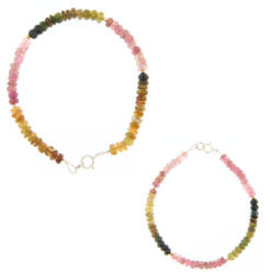  Bratara Turmalian Mixt Naturala Disc Fatetat 1, 5-3 x 4-5 mm - Diametru 54 mm - Accesorii Argint 925 - Gold Filled - 1 Buc