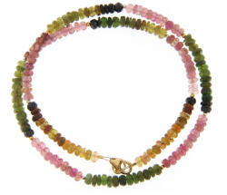  Colier Turmalina Mixt Naturala Disc Fatetat 1, 5-3 x 4-5 mm - Accesorii Gold Filled - Argint 925