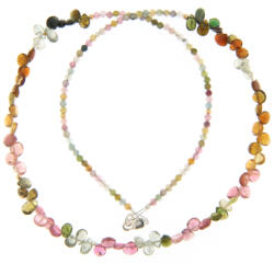  Colier Turmalina Mixta Rotunda Fatetata 4x4 mm - Accesorii Argint 925 - 1 Buc
