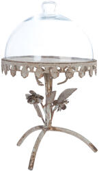 Clayre & Eef Platou decorativ fier gri antichizat sticla 20x35 cm (63544) Tava