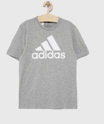 Adidas gyerek pamut póló U BL szürke, nyomott mintás - szürke 152
