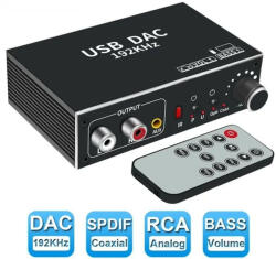  DAC digitális digitál analóg audio konverter optikai koaxiális szál SPDIF-RCA 3, 5 mm-es jack hangadapter erősítő usb hangkártya