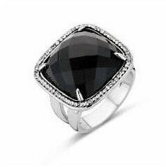 Victoria ezüst színű fekete köves gyűrű black (VBNRZ12454)