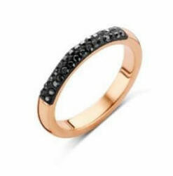 Victoria rose gold színű fekete köves gyűrű (VBNCZ28456) - eking