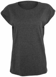 Build Your Brand Bluză lejeră cu mânecă scurtă pentru femei - Gri închis prespălat | M (BY021-1000035850)