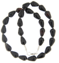  Colier onix Negru Natural Picatura Fatetata 13x10 mm - Accesorii Argint 925