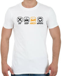 printfashion Eat, sleep, forklift, repeat - Férfi póló - Fehér (13077894)