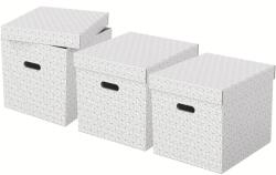Esselte Home újrahasznosított tárolódoboz készlet, karton, 36x32x31 cm, tetővel, fehér, 3 db (ES628288)