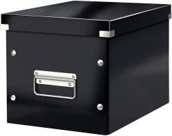 Leitz WOW Click & Store tároló doboz, laminált karton, részben újrahasznosított, összecsukható, fedéllel és fogantyúval, 26x24x26 cm, fekete (LZ61090095)