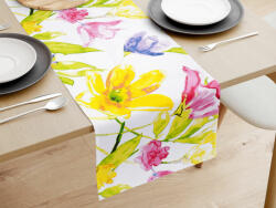 Goldea pamut asztali futó - akvarell virágok 20x120 cm