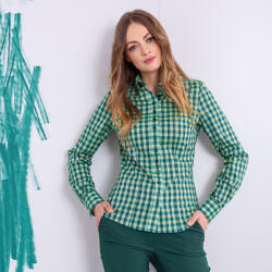 Willsoor Modern női zöld ing kockás mintával 14974