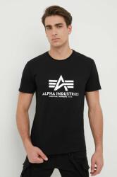 Alpha Industries pamut póló Basic T-Shirt Foil Print fekete, nyomott mintás - fekete L - answear - 8 890 Ft