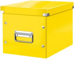 Leitz WOW Click & Store Tárolódoboz, laminált karton, részben újrahasznosított, összecsukható, fedéllel, füllel, 26x24x26 cm, sárga (LZ61090016)