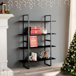 vidaXL Bibliotecă cu 4 rafturi, negru, 100x30x140 cm, lemn masiv pin (806486) Biblioteca