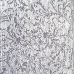 Ambiente Elegance Damask white silver papírszalvéta 33x33cm, 15db-os