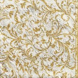 Ambiente Elegance Damask White/Gold dombornyomott papírszalvéta 33x33cm, 15db-os - szep-otthon