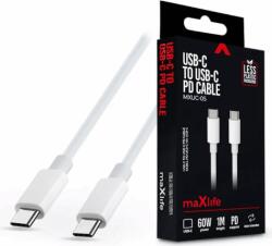 MaxLife TF-0185 USB-C apa - USB-C apa 2.0 Adat és töltőkábel - Fehér (1m) (TF-0185)
