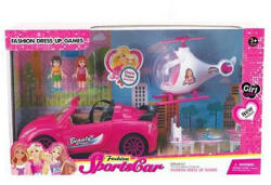 Magic Toys Pink sportautó helikopterrel és kiegészítőkkel, fénnyel és hanggal MKL130136