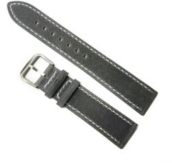  Curea de Ceas din Piele Naturală Gri - Finisaj Bizonat - Cusătură Albă - 18/20/22 mm (WZ5207)