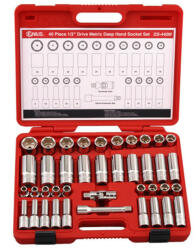 Genius Tools Dugókulcs - crowafej készlet 1/2" 6 lap 40 db-os Genius (DS-440M)