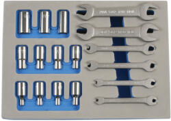 Laser Tools Villás-villáskulcs és dugókulcs készlet 17 db angol 0BA-11BA EVA tálcás (LAS-7132)