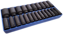 Genius Tools Tálcás Genius dugókulcs, gépi készlet 6 lapú hosszú 1/2" 24 db-os CRM-1/3 (DI-424M)