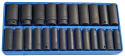 Genius Tools Tálcás Genius dugókulcs, gépi készlet 6 lapú hosszú 1/2" 24 db-os CRV-1/3 (TD-424M)