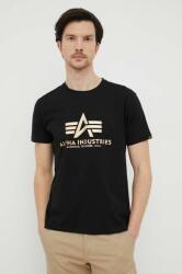 Alpha Industries pamut póló Basic T-Shirt Foil Print fekete, nyomott mintás - fekete L - answear - 8 490 Ft