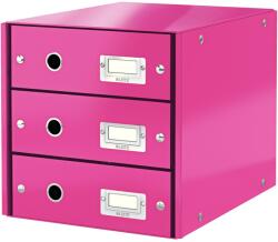 Leitz WOW Click & Store Fiókos irattároló doboz, 3 fiók, laminált karton, részben újrahasznosított, A4, rózsaszín (LZ60480023)