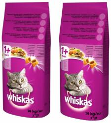 Whiskas Adult 14kg cu pui si legume + WHISKAS Adult 14kg cu vita si legume