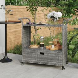 vidaXL Cărucior de bar cu sertar, gri, 100x45x97 cm, poliratan (316664)