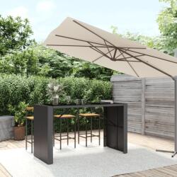 vidaXL Masă de bar cu blat din sticlă, negru, 185x80x110 cm, poliratan (362600)