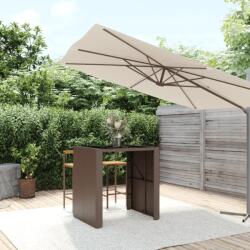 vidaXL Masă de bar cu blat din sticlă, maro, 105x80x110 cm, poliratan (362593)