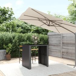 vidaXL Masă de bar cu blat din sticlă, negru, 105x80x110 cm, poliratan (362594)