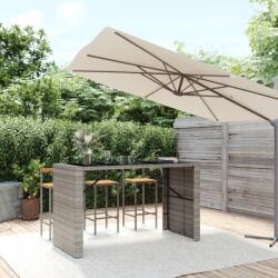 vidaXL Masă de bar cu blat din sticlă, gri, 185x80x110 cm, poliratan (362601)