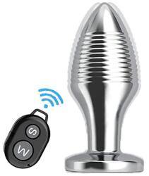 STD Dop Anal Remote Control, 10 Moduri Vibratii, Metal, USB, Argintiu, 7.5 cm