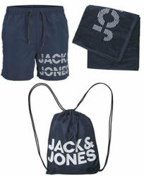 Jack&Jones Férfi szett - fürdőnadrág, törölköző és táska JPSTSUMMER Regular Fit 12235500 Navy Blazer (Méret M)