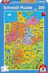 Schmidt Spiele 200 db-os puzzle - Cartoon Map of Germany (56312) (56312)