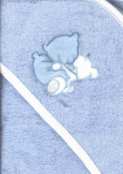 Trimex kapucnis, frottír fürdőlepedő 70*80 cm - kék ölelő maci - babyshopkaposvar