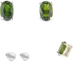  Cercei din Diopsid Natural Oval 6x4x15 mm - Argint 925 - 1 Pereche