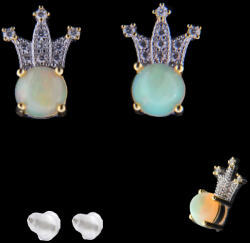  Cercei Opal de Foc Natural Rotund 5x5x15 mm - Zircon - Argint 925 - 1 Pereche