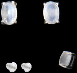  Cercei Piatra Lunii Rainbow Naturala Oval 6x4x15 mm - Argint 925 - 1 Pereche