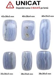  Pandantiv Calcedonie Albastra Dreptunghi cu Gaura -43-58 x 26-30 x 5-6 mm - ( XL ) - 1 Buc