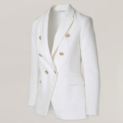 Willsoor Női kétsoros fehér kabát sima mintával 14993