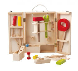 Woodyland Set scule si unelte din lemn in cutie de depozitare, Woodyland (8591864911882) Set bricolaj copii