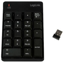 LogiLink Billentyűzet, vezeték nélküli 2, 4G, számológéppel, 20 billentyű, fekete (ID0199) - dellaprint