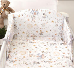 AMY Set lenjerie din bumbac cu protectie laterala pentru pat bebe 120 x 60 cm, Circ Blue, Amy (84774) Lenjerii de pat bebelusi‎, patura bebelusi